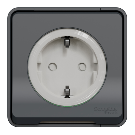 Prise de courant 16A 2P+T standard allemand - IP55 IK08 - Saillie - Gris - Mureva Styl