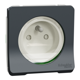 Prise de courant 2P+T IP55 IK08 connexion auto - Composable - Gris - Mureva Styl