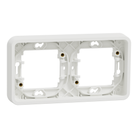 Cadre 2 postes horizontale IP55 IK07 Encastré - Blanc- Mureva Styl