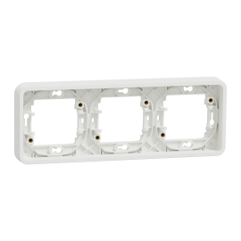 Cadre 3 postes horizontale IP55 IK07 - Encastré - Blanc- Mureva Styl