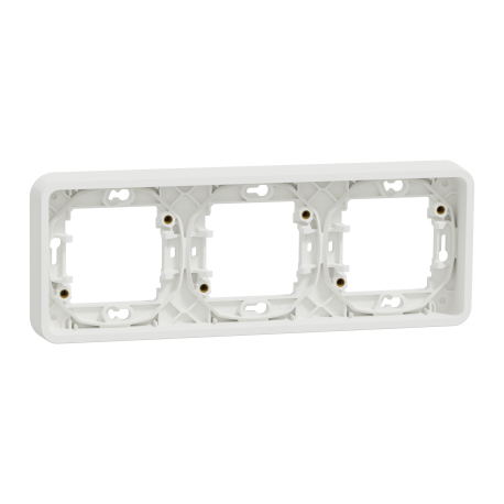 Cadre 3 postes horizontale IP55 IK07 - Encastré - Blanc- Mureva Styl