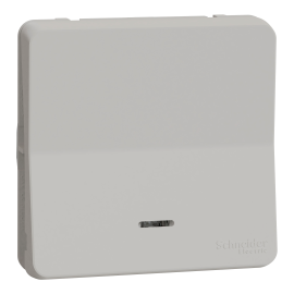 Bouton poussoir lumineux LED à connexion automatique IP55 IK08 - Composable - Blanc - Mureva Styl