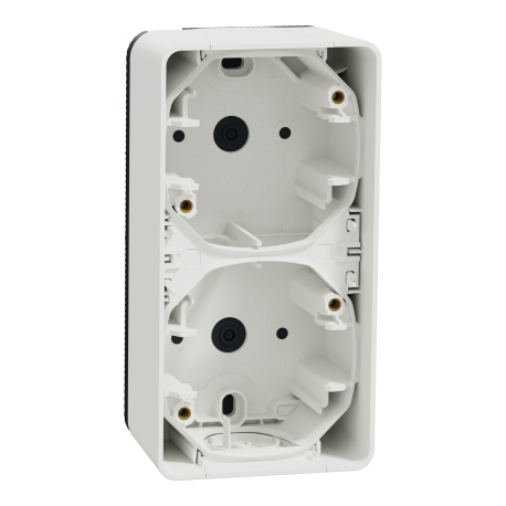 Boite 2 postes vertical IP55 IK07 - En saillie - Blanc - Mureva Styl