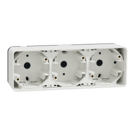 Boite 3 postes horizontale IP55 IK08 - En saillie - Blanc - Mureva Styl