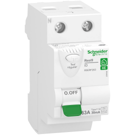 Interrupteur différentiel 63A XE Resi9 - 4 pas - Type Fsi - Bipolaire - 30mA - 400V CA - Embrochable