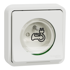 Prise de courant 2P+T renforcée IP55 IK08 Schneider Electric - Encastrée - Complet - Mode 2 - Blanc - Mureva Styl