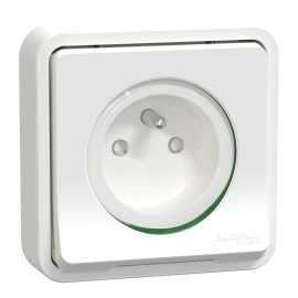 Prise de courant 2P+T Mureva Styl Schneider Electric - Encastrée - 16A - IP55 - Blanc - Complet
