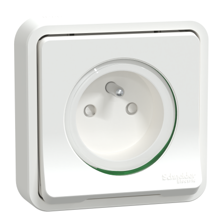 Prise de courant 2P+T Mureva Styl Schneider Electric - Encastrée - 16A - IP55 - Blanc - Complet