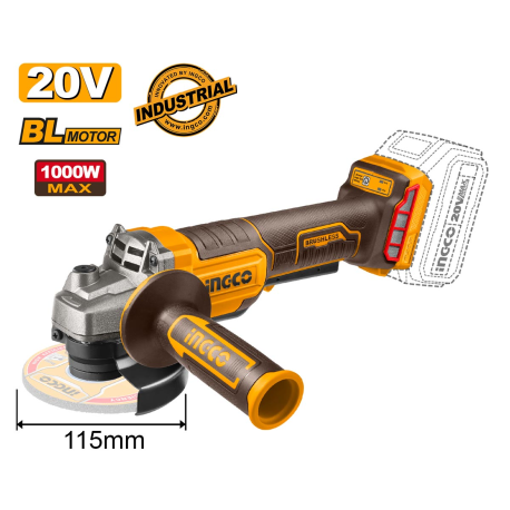 Meuleuse d'angle Ingco - 3000/6000/9000 tr/min - Sans fil