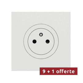 Pack 10 prises affleurantes 2P+T avec plaques Odace 2025 Schneider Electric - 16A - Blanc