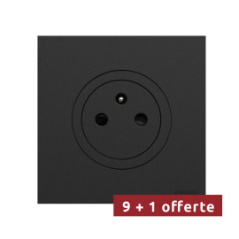 Pack 10 prises affleurantes 2P+T avec plaques Odace 2025 Schneider Electric - 16A - Noir