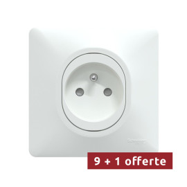 Pack de 10 prises de courant Ovalis Schneider Electric - Encastrée - 16A - Blanc