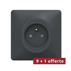 Pack de 10 prises de courant Ovalis Schneider Electric - Encastrée - 16A - Anthracite