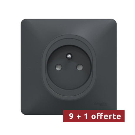 Pack de 10 prises de courant Ovalis Schneider Electric - Encastrée - 16A - Anthracite