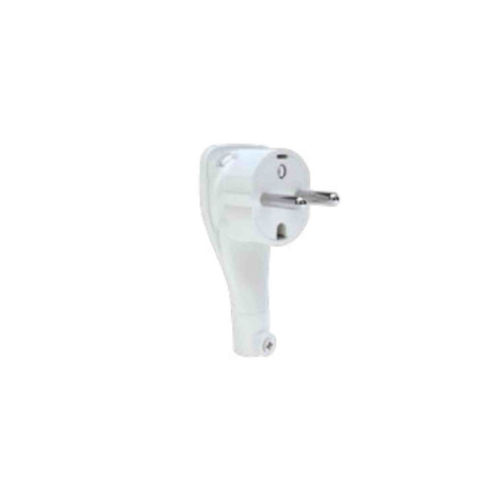 Fiche mâle extra-plate Eur'Ohm - Coudée - 16A - Blanc