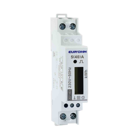 Compteur d'énergie RX Protect Eur'Ohm - 230V - 40A - Digital - Sortie à impulsion
