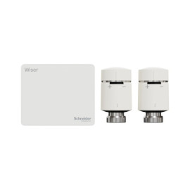 Kit vannes thermostatiques connectées/passerelle Wifi Wiser Schneider Electric - 2 vannes - Génération 2 - Blanc