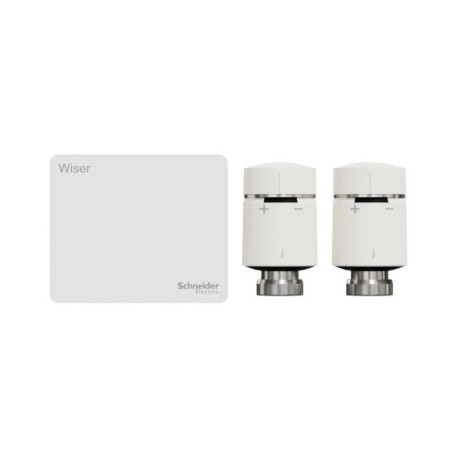 Kit vannes thermostatiques connectées/passerelle Wifi Wiser Schneider Electric - 2 vannes - Génération 2 - Blanc