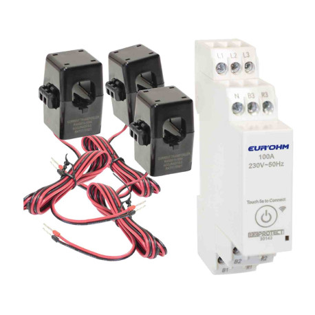 Eco-compteur d'énergie connecté RX Protect Eur'Ohm - 100A - 230/400V - 3 tores ouvrables