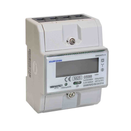 Compteur d'énergie triphasé RX Protect Eur'Ohm - 80A - Sous compteur MID