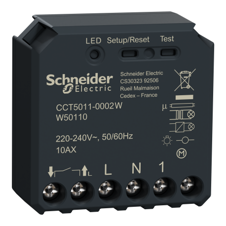 Micromodule encastré pour interrupteur lumineux Wiser - 10AX - Zigbee - Gris foncé