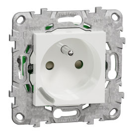 Prise carrée 2P+T connectée Wiser Unica Schneider Electric - Génération 2 - 16A - zigbee - Blanc