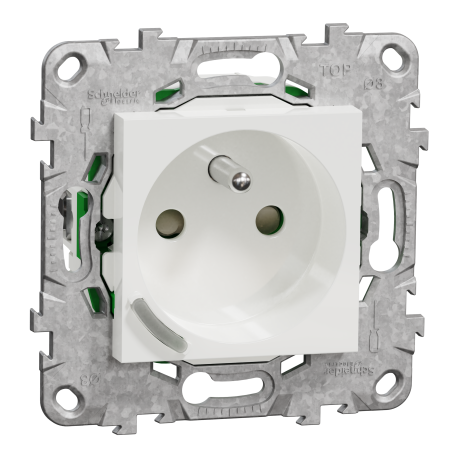 Prise carrée 2P+T connectée Wiser Unica Schneider Electric - Génération 2 - 16A - zigbee - Blanc