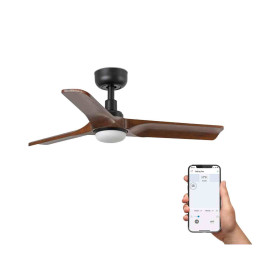 Ventilateur plafonnier connecté Heywood S LED Faro - Moteur DC - Jusqu'à 13m2 - 6 vitesses - Ø 900mm