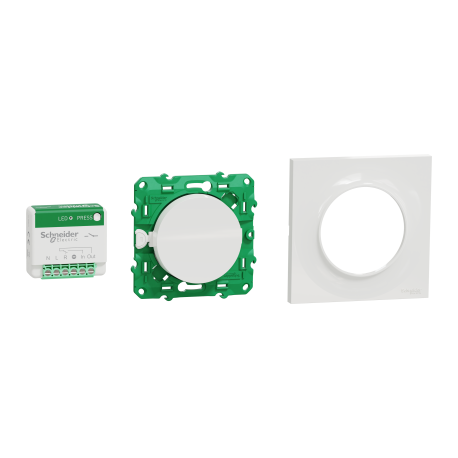 Kit actionneur micro-module + interrupteur + plaque Odace Styl Schneider Electric - Blanc
