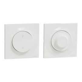 Kit commande sans-fil et variateur rotatif de lumière Wiser Odace Schneider Electric - Zigbee 3.0 - encastré - Blanc