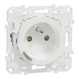 Prise ronde 2P+T connectée Wiser Odace Schneider Electric - Génération 2 - 16A - zigbee - Blanc