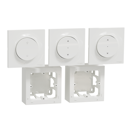 Kit commande sans fils et 2 BP volets roulants Wiser Odace Schneider Electric - Zigbee 3.0 - Saillie - Blanc