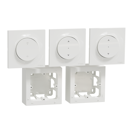 Kit commande sans fils et 2 BP volets roulants Wiser Odace Schneider Electric - Zigbee 3.0 - Saillie - Blanc