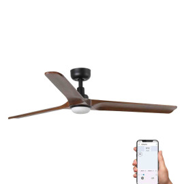 Ventilateur plafonnier connecté Heywood L LED Faro - Moteur DC - 17 à 28m² - 6 vitesses - Ø 1320mm