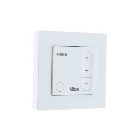 Commande radio murale Domi W1 Nice - Monocanal - 433,92 MHz -  Cadre et kit de montage inclus - Blanc