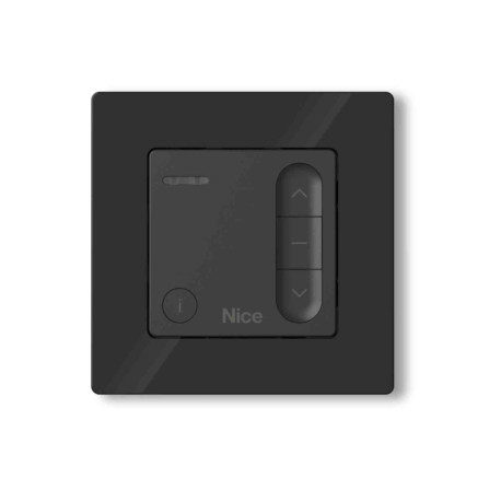 Commande radio murale Domi W1B Nice - Monocanal - 433,92 MHz -  Cadre et kit de montage inclus - Noir