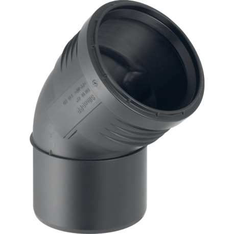 Raccord coudé Silent PP isolé Geberit - Ø40mm - Arc 45° - Avec joint EPDM - Noir