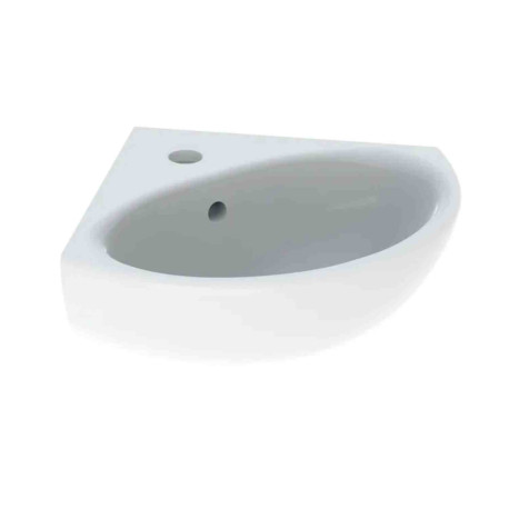 Lave-mains d'angle Bastia Geberit - 45x40cm - Trop-plein au centre - Blanc