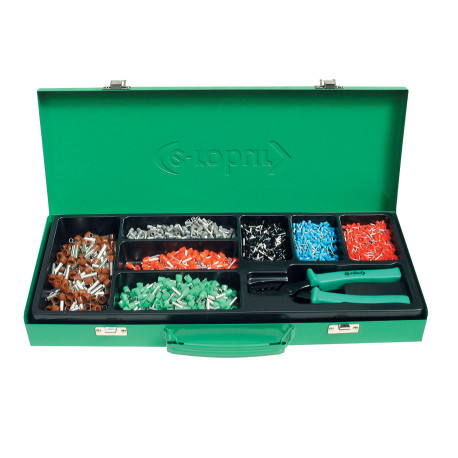 Coffret 1 pince à sertir avec 1400 embouts de câblages 0,75 à 10,0mm²