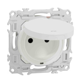Prise de courant 2P+T affleurante Odace Schneider Electric - 16A - IP44 - Blanc