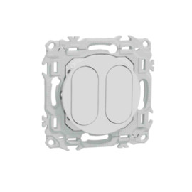Support pour prise modulaire Odace Schneider Electric - Avec obturateurs - 2 modules VDI au choix - Blanc