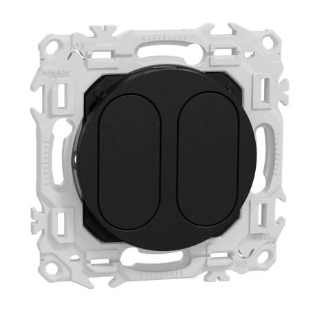 Support pour prise modulaire Odace Schneider Electric - Avec obturateurs - 2 modules VDI au choix - Noir