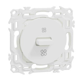 Interrupteur à levier 3 positions VMC Odace Schneider Electric - 2 vitesses + arrêt - 6AX - Blanc
