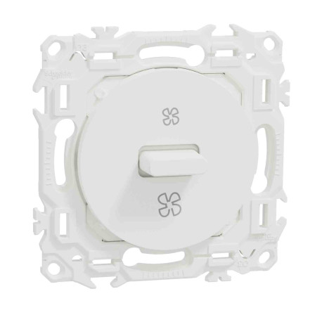 Interrupteur à levier 3 positions VMC Odace Schneider Electric - 2 vitesses + arrêt - 6AX - Blanc