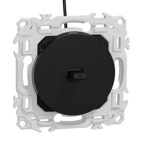 Va-et-Vient / Interrupteur / Poussoir à levier lumineux Odace Schneider Electric - LED verte 0.15mA - 10AX - Noir