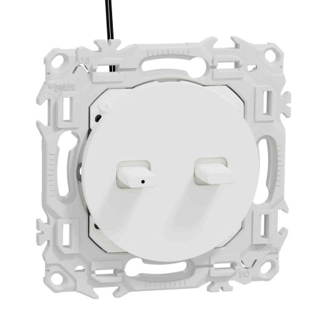 Double Va-et-Vient / Interrupteur / Poussoir à levier lumineux Odace Schneider Electric - LED verte 0.15mA - 10AX - Blanc