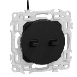 Double Va-et-Vient / Interrupteur / Poussoir à levier lumineux Odace Schneider Electric - LED verte 0.15mA - 10AX - Noir