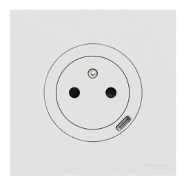 Ensemble complet - Prise 2P+T USB-C + Plaque - Odace 2025 - Blanc