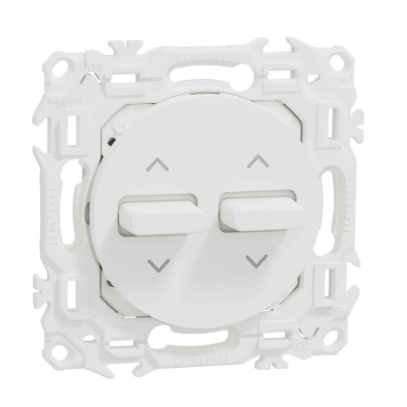 Double Interrupteur / Poussoir volets-roulants Odace Schneider Electric - A leviers - Blanc
