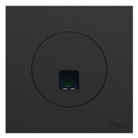 Ensemble complet - Prise RJ45 + Plaque - Odace 2025 - Noir Onyx